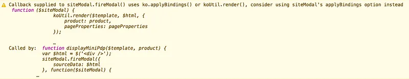 Sample output from dev-mode warning